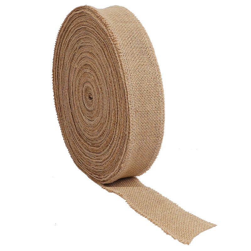 KINJOEK 3 Inch Wide 54 Yards Burlap Ribbon, Natural Jute Fabric Ribbon Crafts Ribbon for Christmas Wedding Gifts Burlap Fabric DIY for Decoration - Image 1